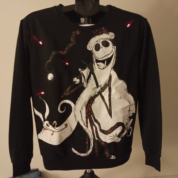 Disney Nightmare Before Christmas Black Light Up Sweatshirt Unisex Size Small S - Picture 16 of 16